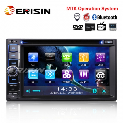 Erisin ES790U 6.2" Double 2 Din Autoradio GPS TNT Bluetooth 3G DVR USB RDS Navigation MP5 AUX iPod
