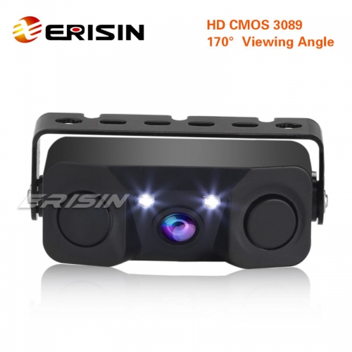 Erisin ES568 3 in 1 Auto Reverse Einparkhilfen Radar Nachtsicht Rückfahrkamera mit Parksensor