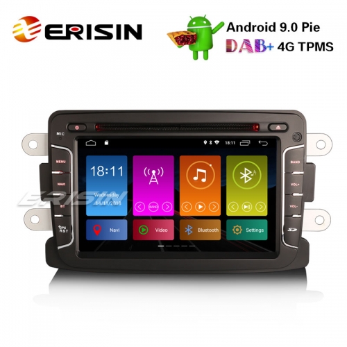Erisin ES2929D 7" Android 9.0 Auto DVD DAB + TPMS GPS Navi 4G WLAN Autoradio Renault Dacia Duster Logan Lodgy Sandero