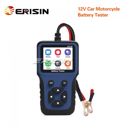 Erisin ES392 12V Car Motorcycle Battery Tester Load Charging Cranking System Test Tool