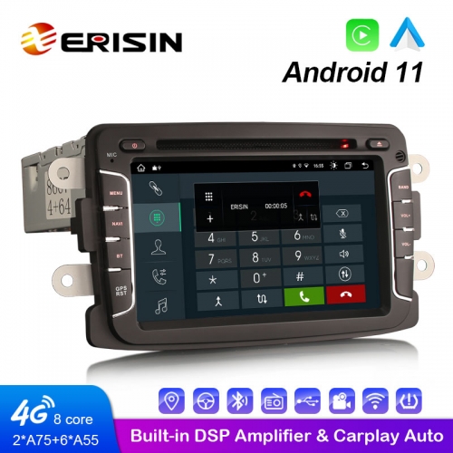 Erisin ES8629D Android 11.0 Auto-DVD-Player für Renault/Dacia Duster Sandero Logan Lada Xray 2 Wireless CarPlay &amp; Auto 4G WiFi DSP Stereo