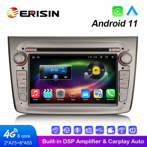Erisin ES8630M 7 Zoll Android 11 Autoradio für Alfa Romeo Mito Wireless CarPlay &amp; Auto 4G WiFi DSP DVD GPS Player