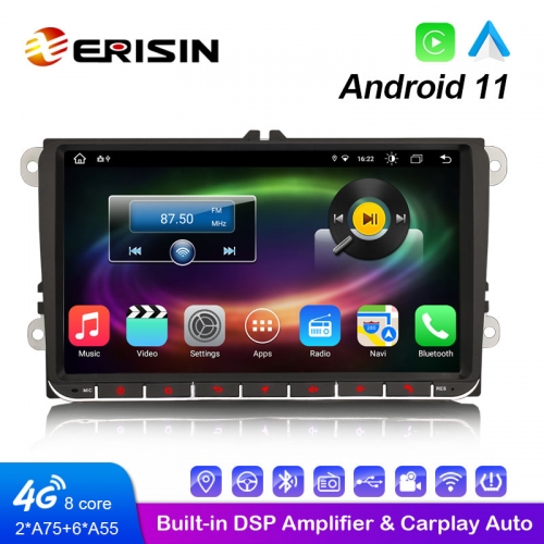 Erisin ES8691V 9 Zoll Android 11.0 Auto Multimedia Player Eingebautes 4G WiFi CarPlay &amp; Autoradio GPS System für VW Caddy Jetta Amarok EOS Tiguan