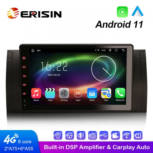 Erisin ES8693B 9" Android 11.0 Autoradio Auto Multimedia Player Eingebautes 4G WiFi CarPlay &amp; Auto GPS System für BMW E39 X5 E53 M5