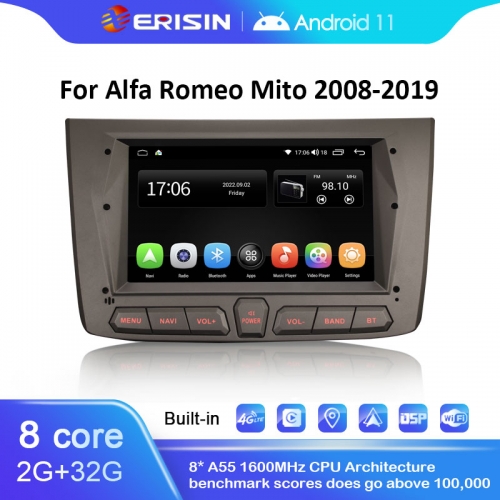 ES4130M 7" Android 11 Car Stereo GPS For Alfa Romeo Mito DSP Wireless Apple CarPlay and Android Auto 4G SIM Slot Module