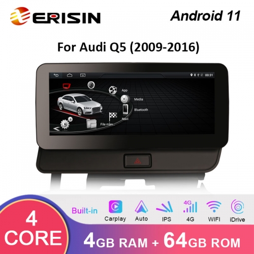 Erisin ES3675RH 10.25" Android 11 Right-Hand-Drive Audi Q5 High Configuration Car Stereo Radio GPS SatNav WiFi 4G LTE Wireless Carplay Auto IPS Screen